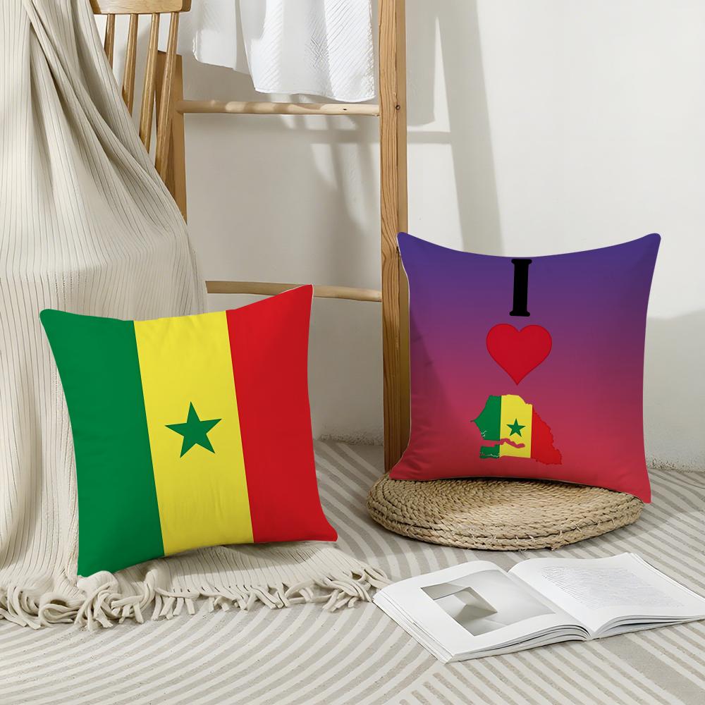 Senegal Sen Flag Cushion Cover Eco-Friendly Odorless Healthy Pillowcase Soft & Comfortable Kid-Safe No Filling