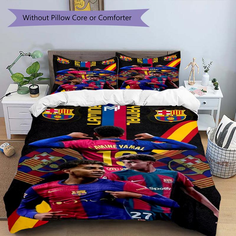 Lamine Yamal Soccer Star Number Bedding Set,Soft Bed Linen for Bedroom Home Decoration,Perfect Gift for Football Fans,Breathable Duvet Cover with Pill
