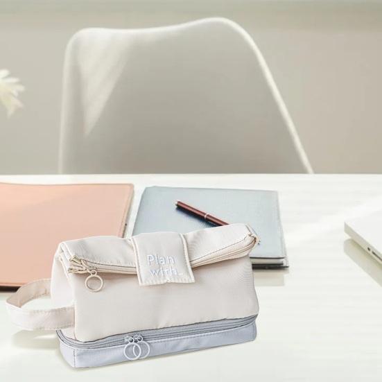 Penál, velkokapacitní studentské pouzdro na psací potřeby s poutkem na ruku, hladký zip, 3C