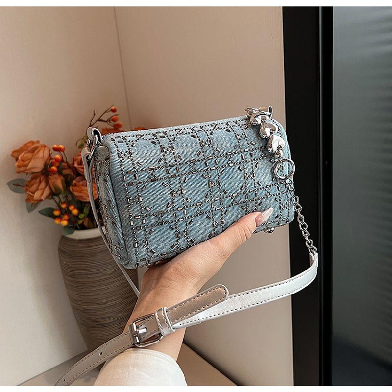 

Internet Hot Sequin Pouch Women s 2025 New Arrival Fashion Shoulder Pillow Bag Denim Blue Chain Crossbody Bag Blue