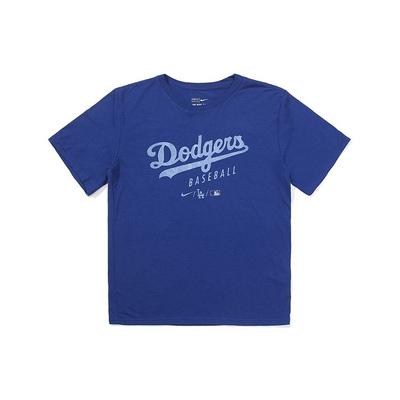 X Kolaboracja MLB Dziecięca Koszulka Casual z Nadrukiem Liter Los Angeles Dodgers z Okrągłym Dekoltem i Krótkim Rękawem Dziecięce Topy Królewsko-Niebieska 3Z3B7SAVE-LAD