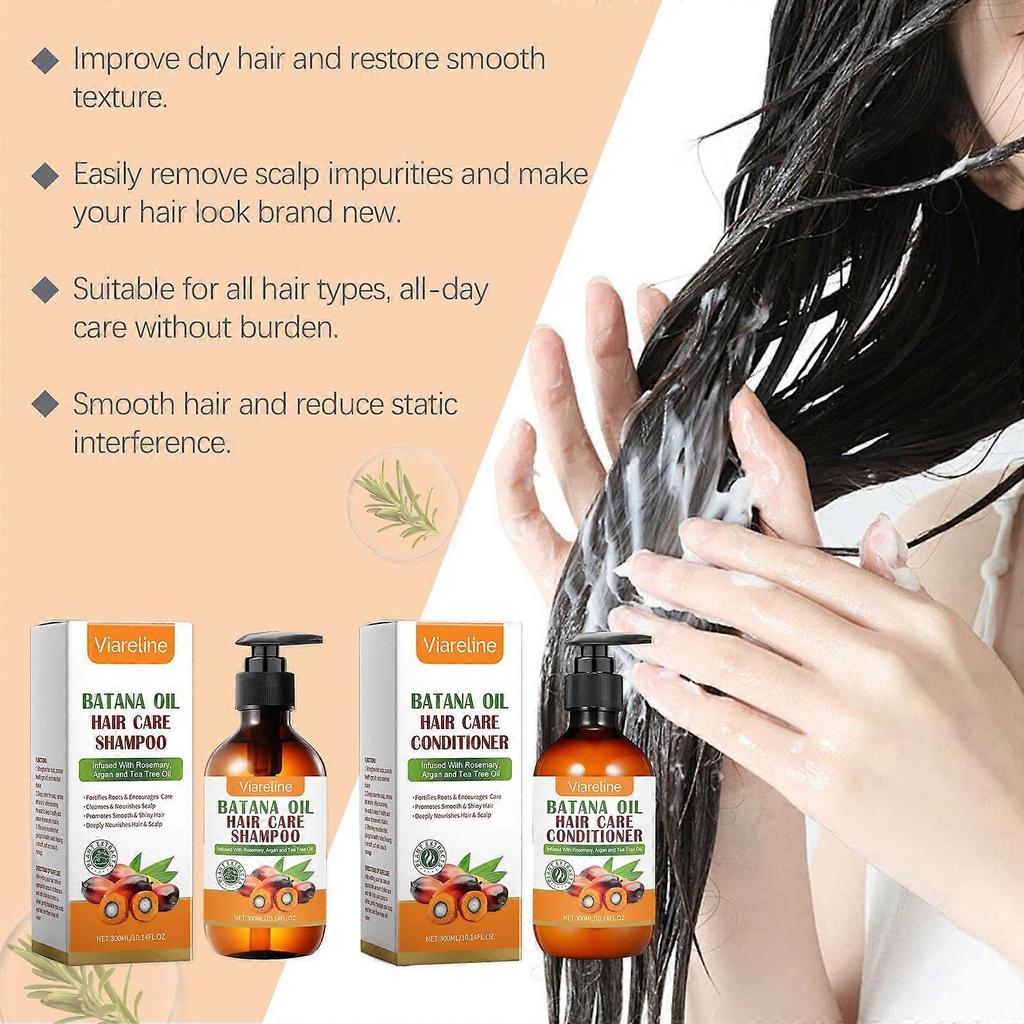 Batana Oil Hair Growth Shampoo and Conditioner Set Hair Loss Shampoo for Thinning Hair for Women and Men - Hydrates Dry Hair, Improves Scalp Health