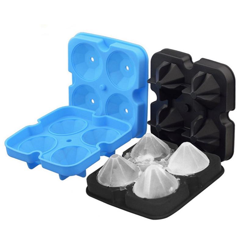 4 Fack Silikon Isform Diamant Iskubsbricka Whiskey Iskubsmaskin Form Choklad Isbollsformar Kökstillbehör