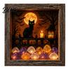 Handmade Halloween Room Decorations DIY Shadow Box Night Light Kit 8.5 Inch Wooden Frame LED Craft Set with Seasonal Mantelpiece Decor Sets Luminous