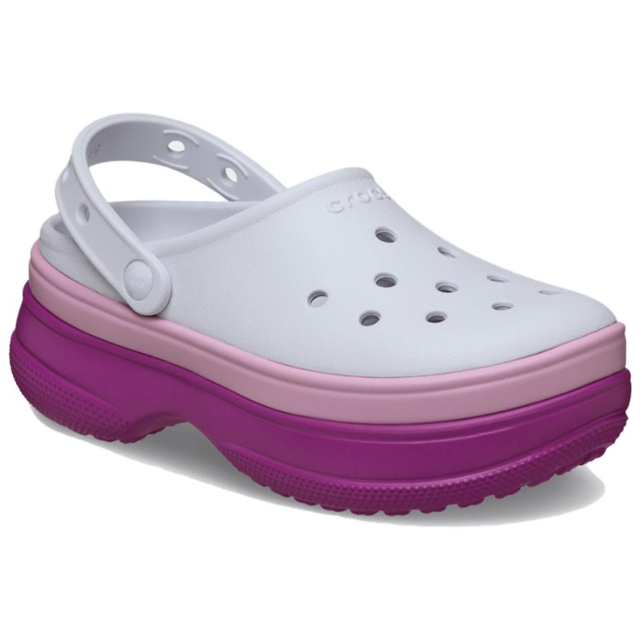 Crocs Clogs Round Toe Thick Sole Hole Shoes Women Clogs White Purple 211355-5BV