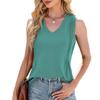 Spring Summer Women's Casual V-Neck Striped Sleeveless Vest T-Shirt Top for Cross-border Trade Europe America