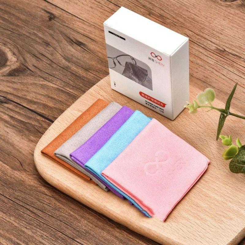 5 Stück/Los Weiches Wildleder Brillenputztuch Mikrofaser Brillenreiniger Brillenreiniger Reinigungstücher Linse Handy-Bildschirm Weiblich