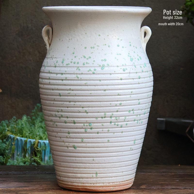 Handmade Large Purple Clay Ceramic Pot for Succulents and Bougainvillea – Breathable, Coarse Pottery Design for Living Room.