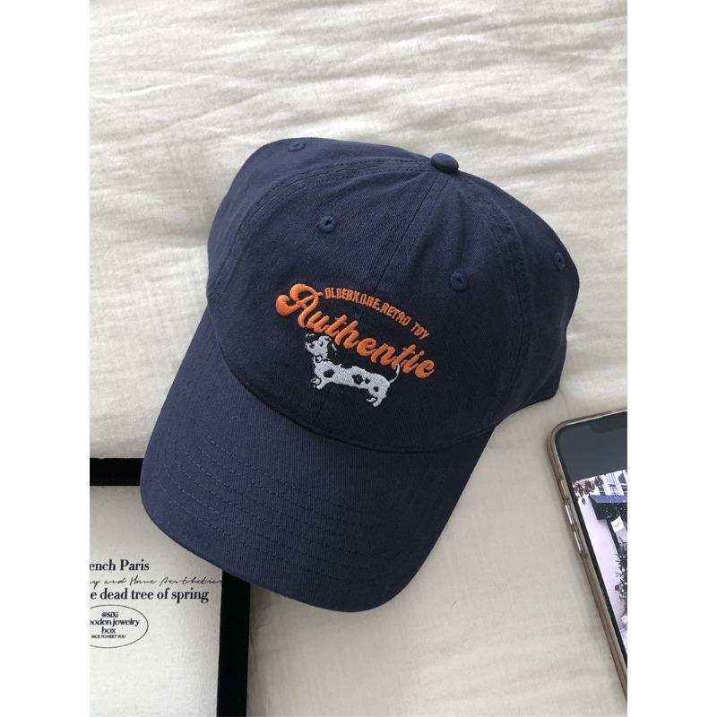 Vintage Spotted Dog Embroidered Baseball Cap Children Spring Summer Versatile Street Plum Color Cap Tide