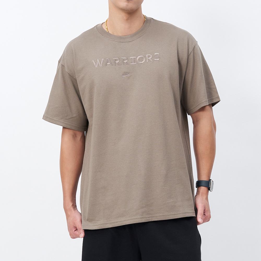 Nike Einfarbiges NBA Golden State Warriors bedrucktes lässiges lockeres bequemes Rundhals-Kurzarm-T-Shirt für Herren FJ0570-040