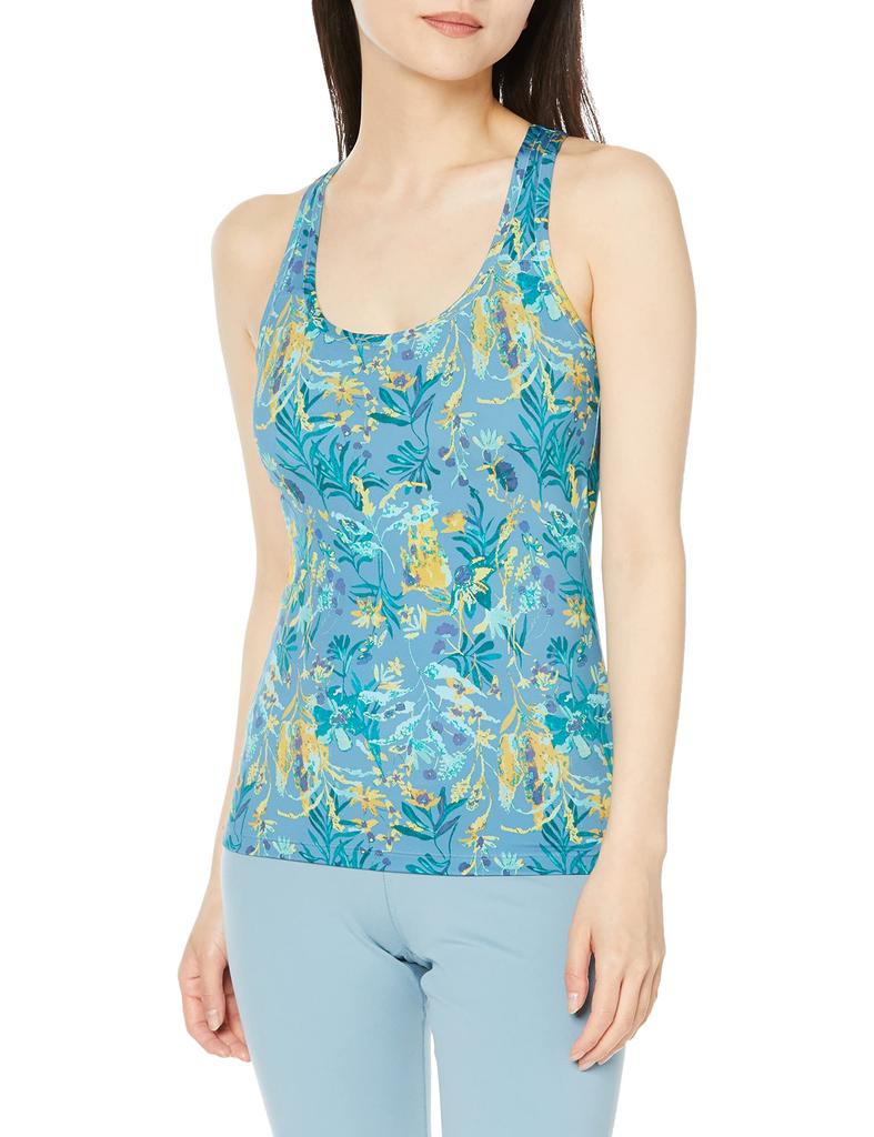 Atsugi Clear Beauty Active Yoga Yoga Botanical Stretch Back Cross Teal Blue Shirt, Pattern, Fit, Cup, Women's,