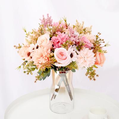 1/3pcs Artificial Flowers Silk Rose Bulbous Chrysanthemum Wedding Bridal Bouquet Christmas Home Festival Diy Gift Box Decoration