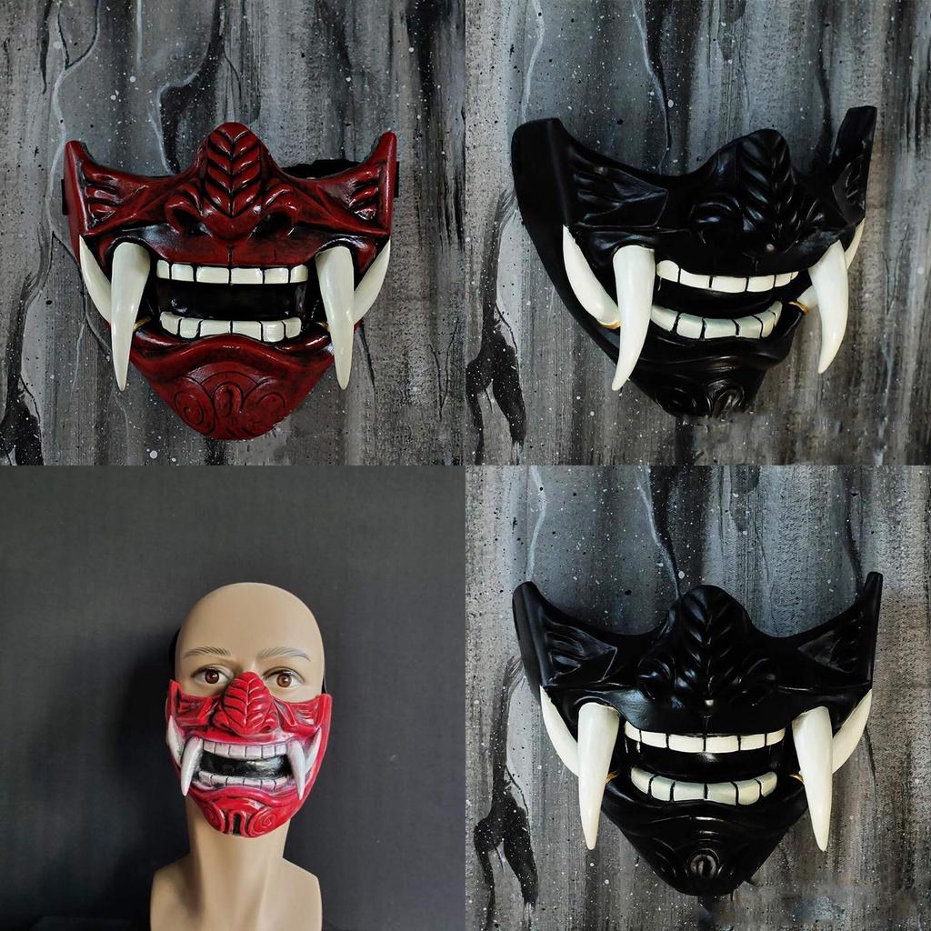 Teufelskrieger Hannya Halbgesichts Latexmaske Halloween Kostüm Requisite Furchteinflößende Cosplay Requisite
