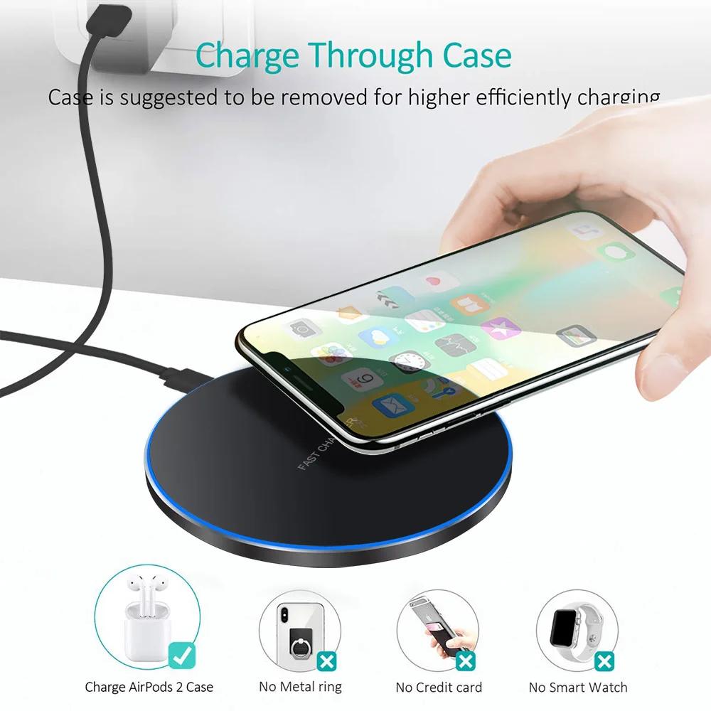 Chargeur Sans Fil 15W Pad Pour iPhone 14 13 12 11 Pro XS X XR 8 Type à Induction Pad de Charge Rapide Type C pour Samsung S22 S21 S20 Xiaomi