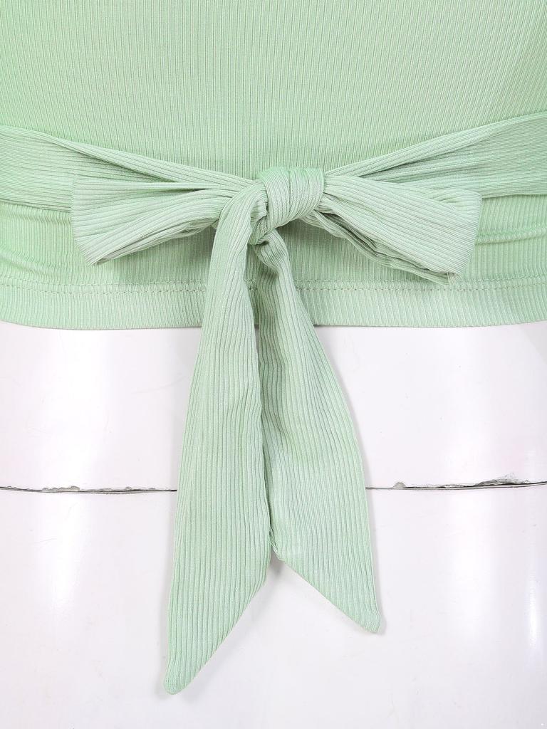 Women Solid Color V Neck Long Sleeves Straps Back Stretchy Crochet Dance Tops Gym Yoga Ballet