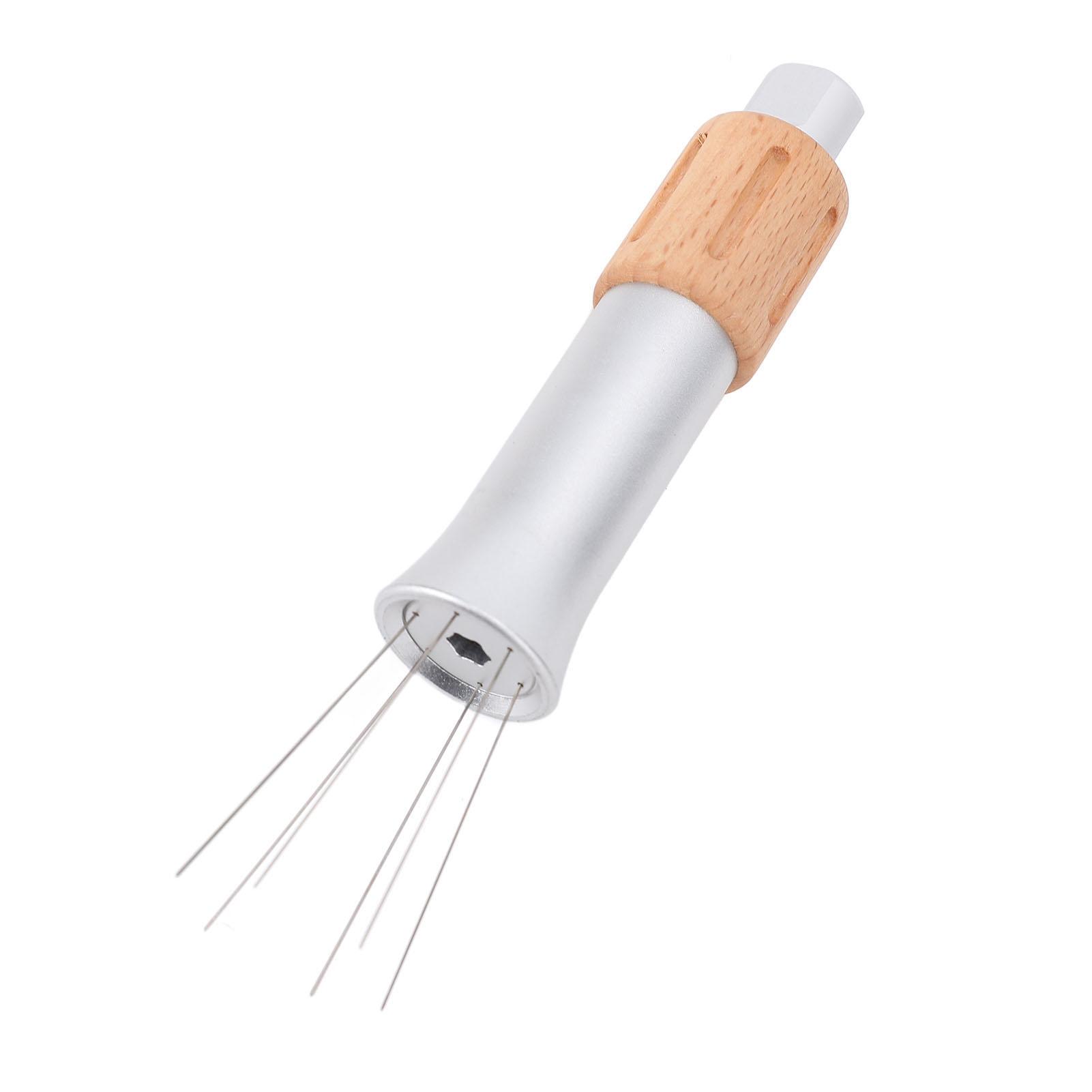 

Needle Type Coffee Distributor Pressing Retractable Needle Coffee Powder Stirring Tool with 8 Replaceable Needles for L серебряный