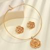Elegant Rose Pendant Necklace & Versatile Stud Earrings Women's Set