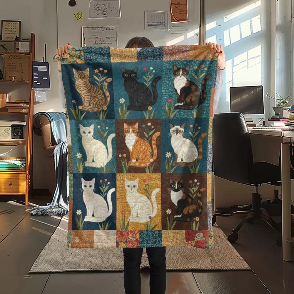 1Pc Patchwork Animal Print Flannel Blanket, High quality Comfortable for All Seasons, Home Decor, Warmth and Comfort, Perfect for Christmas Gifts60