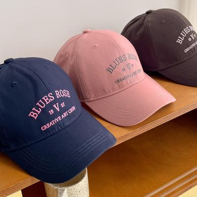 Korean Letter Embroidered Hat for Women with Big Head Circumference Showing Face Small Baseball Cap Versatile Wide Brim Outdoor Casual Baseball Cap