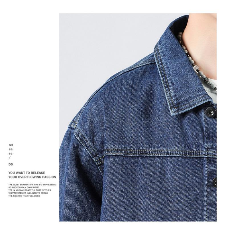 Frühling und Herbst Neue Herren Jeansjacke Lässig Locker Teenager Handsome Denim Cargo Jacke Revers