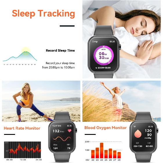 Hwagol Smart Watch (Answer/Make Call) 1.85inch Fitness Tracker, DIY Dials/Pedometer/Calories/Multiple Sport Modes/Voice Assistant, Smart Watches for