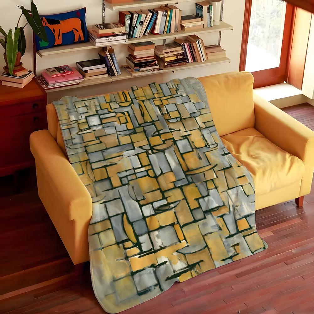 Künstler M-Mondrian Kuscheldecke Flanell Gemütlich Druck Tragbar Langlebig Maschinenwaschbar niedlich Cool
