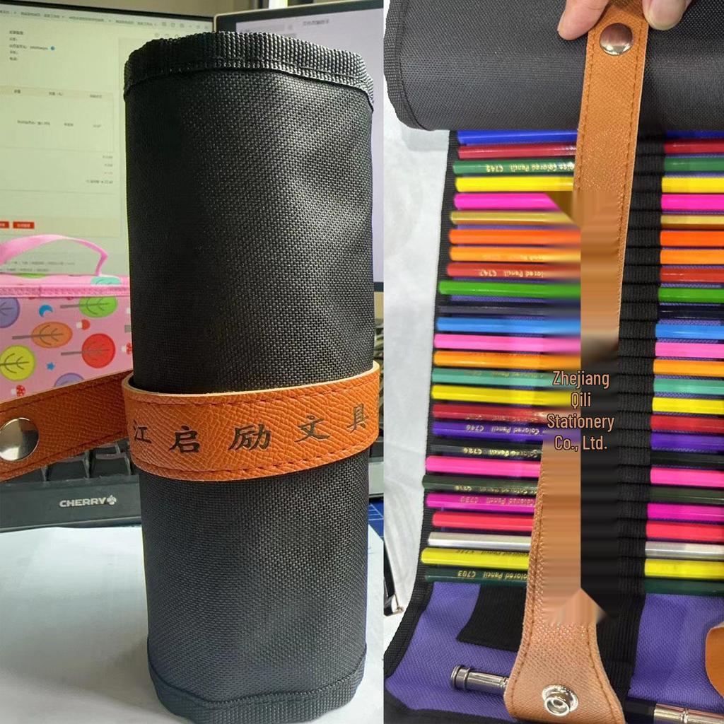 50 Colored Wooden Pencils In Roll-Up Case for Students and Artists