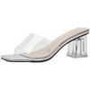 Cool mop 2025 summer new style internet celebrity transparent high heels cool slippers women's crystal fashion women's shoes