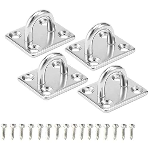 ZOYUBS Pad Eyes, Square Pad Eyes, Square Eye Plates with Stainless Steel Loops and Matching Screws, Wall-Mounted Pad Eyes for Ceiling Hanging, 304 Sta