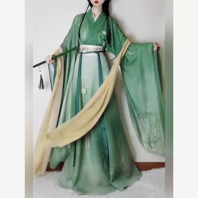 Hanfu im Stil der Wei- und Jin-Dynastie für Damen, Kreuzkragen, Taillenlanges einteiliges Rock-Set, Alltagsanzug
