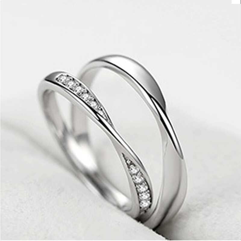 New Fashion Mobius Smooth Couple Rings Classic Silver Color Adjustable Ring For Men Women Wedding Jewelry Valentine's Gift