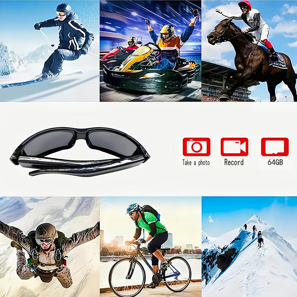 Smart Wearable Video Eyewear for Outdoor Sports & Meetings - 1080P HD, 90 minutes battery life, 75° wide angle.