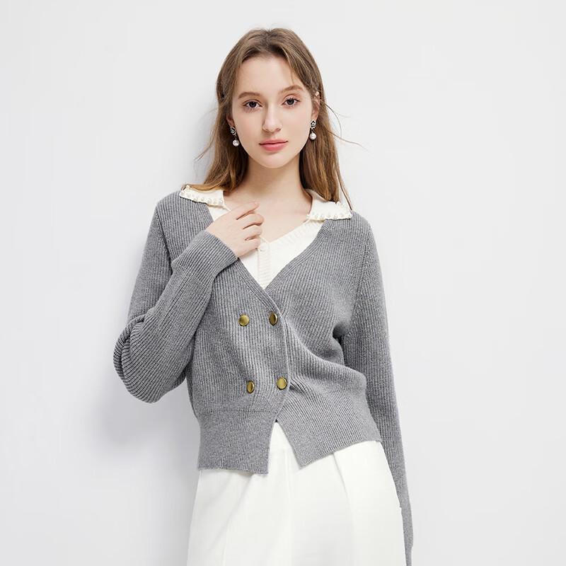 Qiushui Yiren Women's Faux Two-Piece Relaxed Knit Top