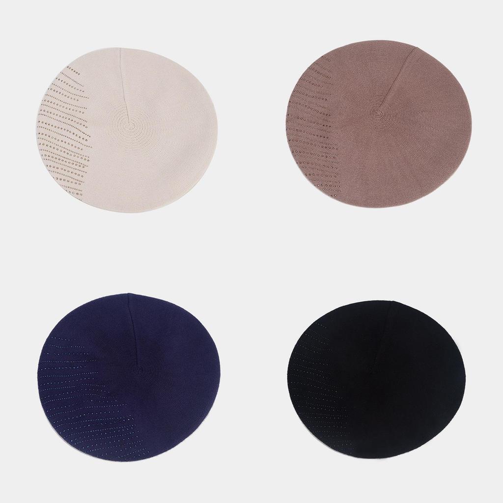 Autumn Winter Ladies Beret Cap With Knit Fabric And Sparkling Details For Stylish Wear
