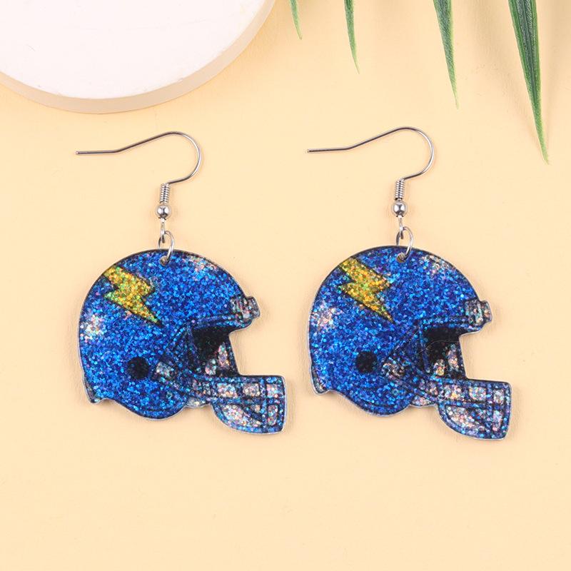 Mega World Cup Element Earrings Color-Block Rugby Helmet Acrylic Creative Earrings for Women