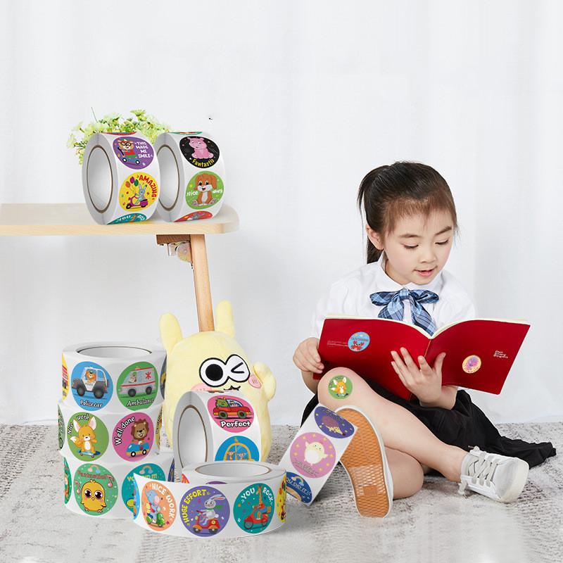 Stickers Cat 500 Pcs/roll Teacher Reward Sticker Fun Motivation Animal Sticker For School Teacher Student Stationery Stickers