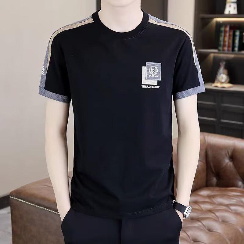 

2026 Men s Trendy Ice Silk Short-Sleeve Round Neck T-Shirt 3XL