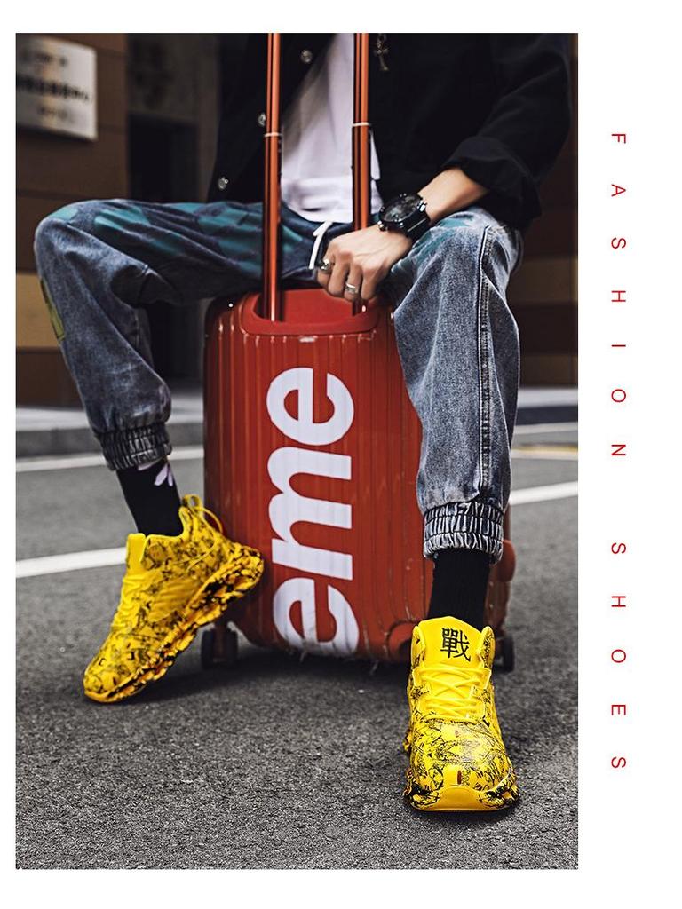 Graffiti High-Top Leichte Atmungsaktive Herren Trendige Lauf-Sneakers, Sommer 2023