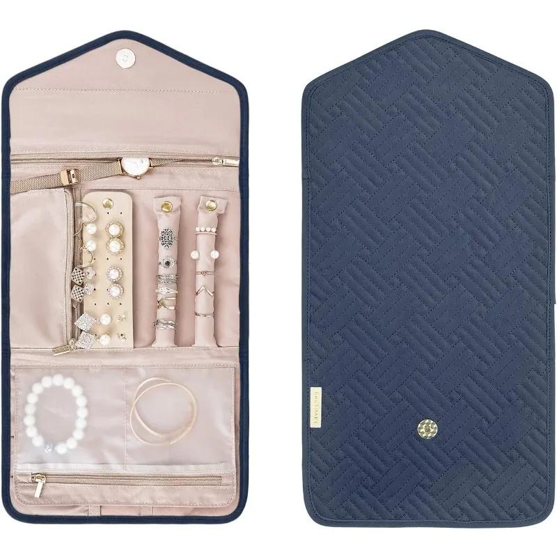 Roll Foldable Jewelry Case Travel Jewelry Organizer Portable for Journey Earrings Rings Diamond Necklaces Brooches Storage Bag