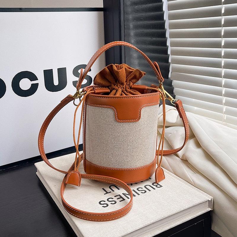 New fashionable contrasting color bucket bag portable shoulder messenger trendy women's bag