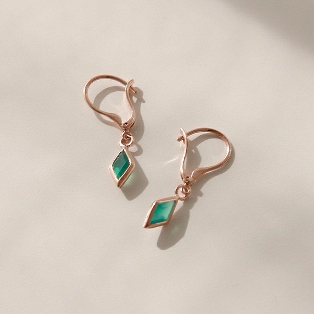 

J.Lauren 9M03209 Зелений Онікс Рожеве Золото Срібні Сережки