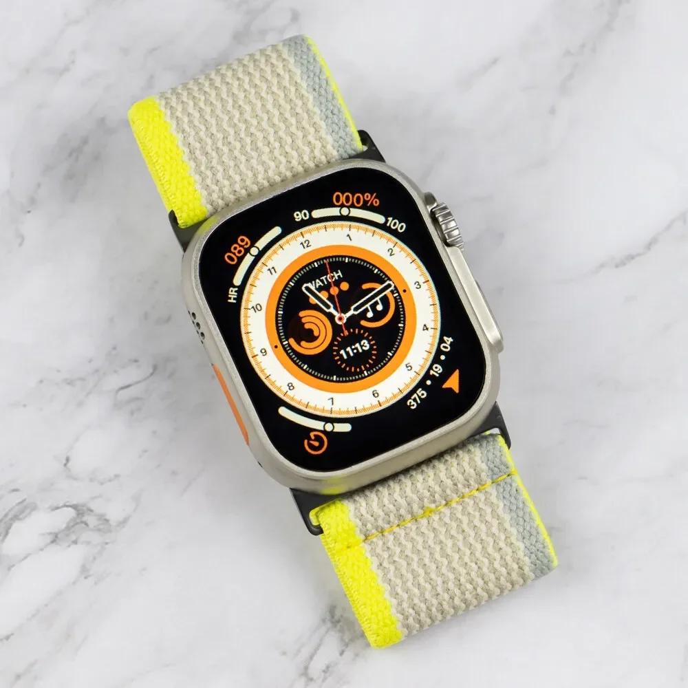 Nylon Elastic Strap For Apple watch Ultra 2 49mm Wide Braided Loop Adjustable Band for iWatch 9 8 7 6 5 4 SE 45mm 41mm 44mm 40mm