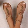 New flat sandals women's toe elastic band fashion beach women's shoes sandals