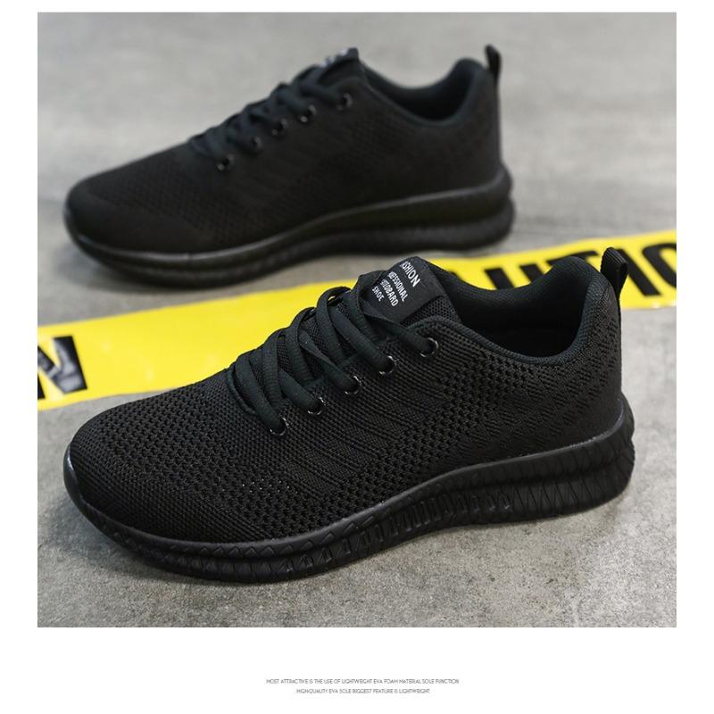 Black New Women Shoes Mesh Sneakers Men's Deodorant Breathable Lightweight Soft Sole Flying Woven Summer Running Shoes