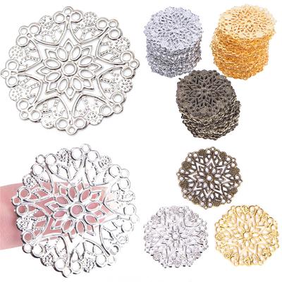 50Pcs Bronze Filigree Flower Connectors Crafts Diy Jewelry Making Accessories