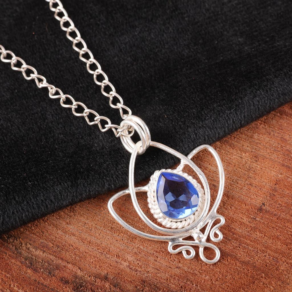 Tanzanite Handmade Gemstone Pendant, 925 Solid Sterling Silver Pendant Dazzling Jewelry, Pendant For Engagement Gift