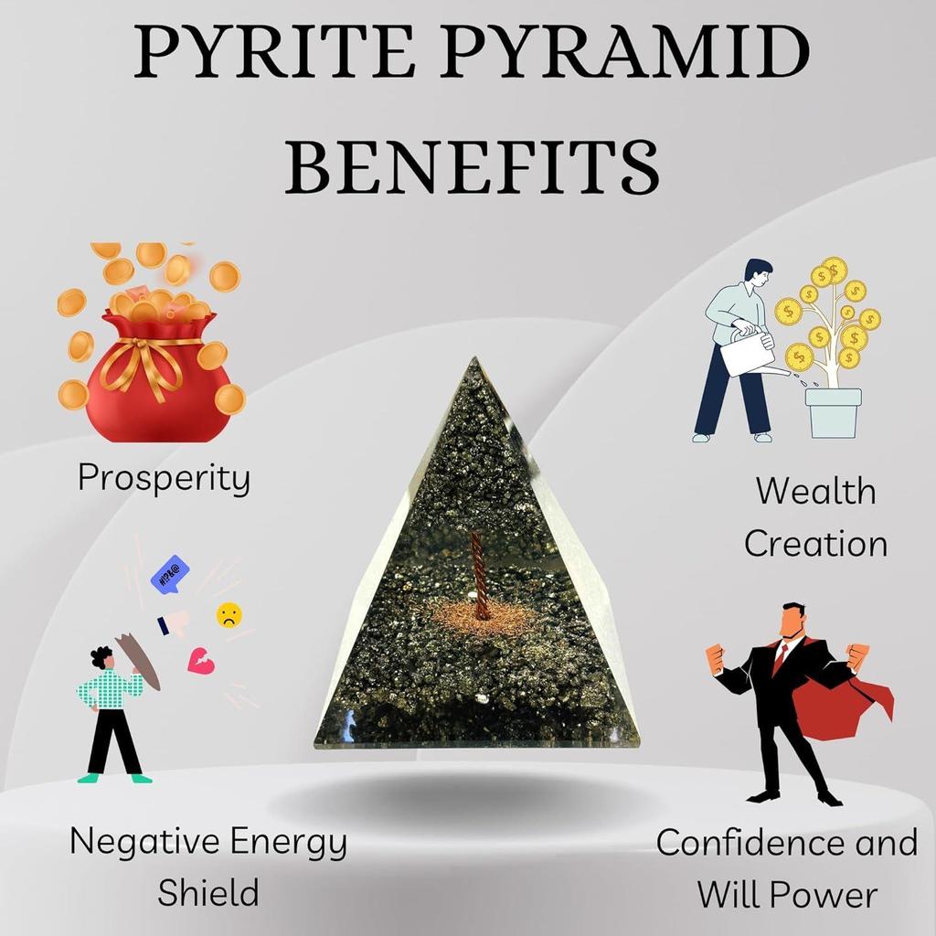 FENGSHUI AGATE Pyrite Pyramid Original Certified Used