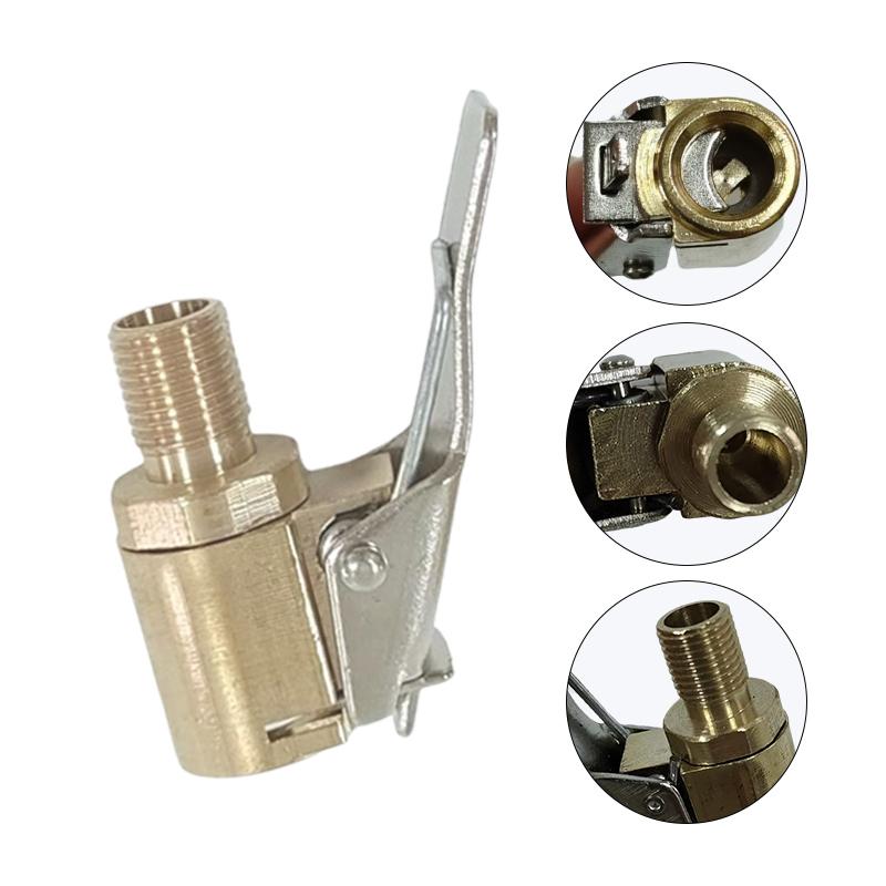2pcs Car Tire Air Inflation Quick Connector Air Pump Inflator Adapter Clamp-type Threaded Nozzle Automotive Tire Chuck Accessory