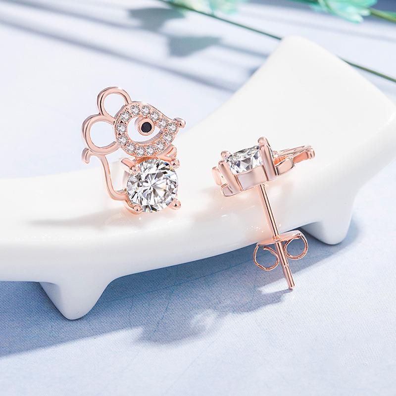 Cercei Șoarece Diamant Proaspăt Stil Coreean – Bijuterii Zodii Drăguțe pentru Femei
