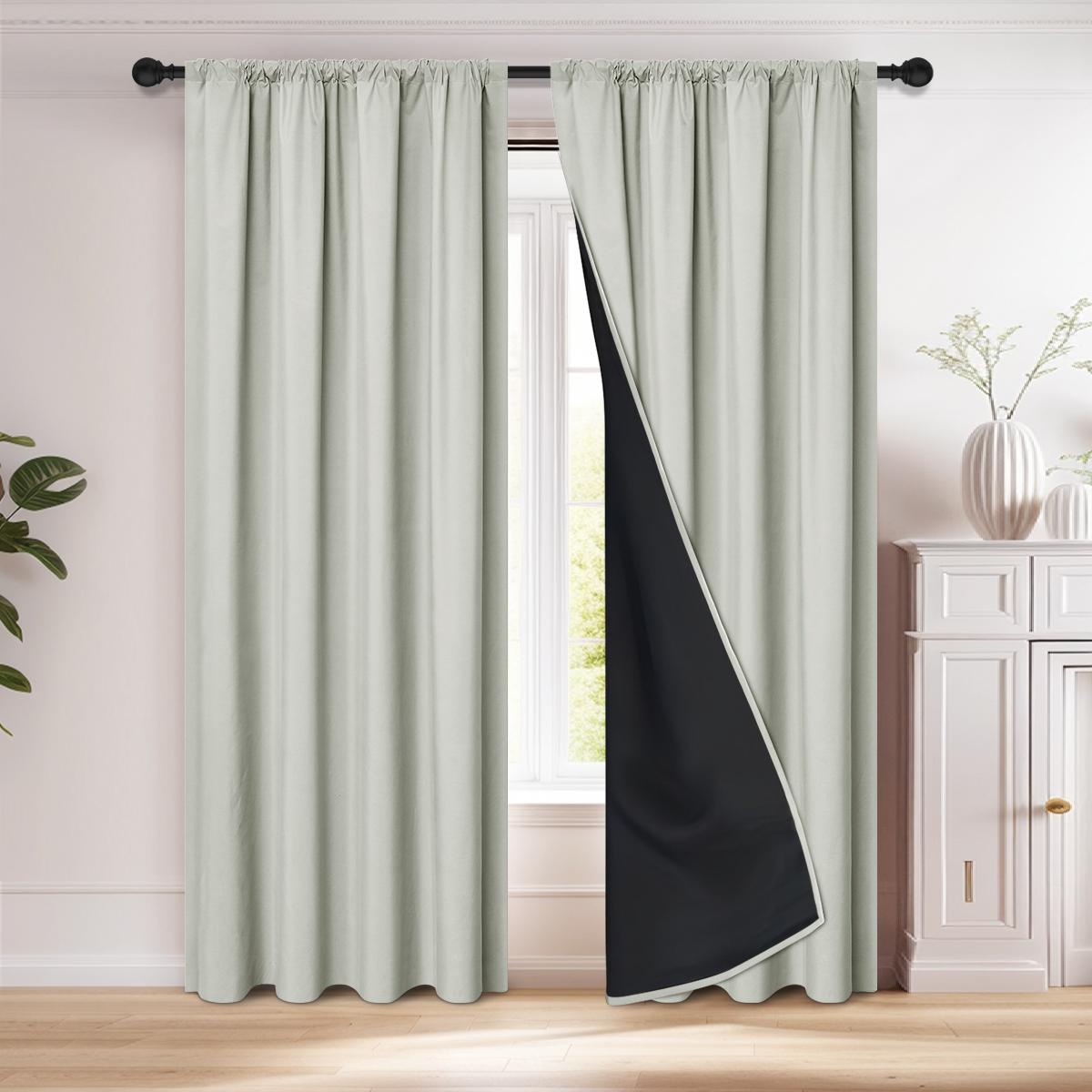 

2pcs Modern 100% Blaclout Curtains with Rod Pocket, Window Curtains for Living Room, Bedroom, Kitchen, Bathroom, Home Decor W100 X H130CM 2PCS&Grommet Top бежевий
